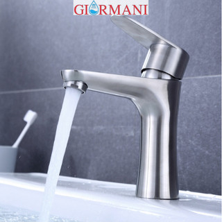 Vòi chậu lavabo, vòi rửa mặt nóng lạnh giormani inox 304 snl30 tặng đôi dây cấp inox