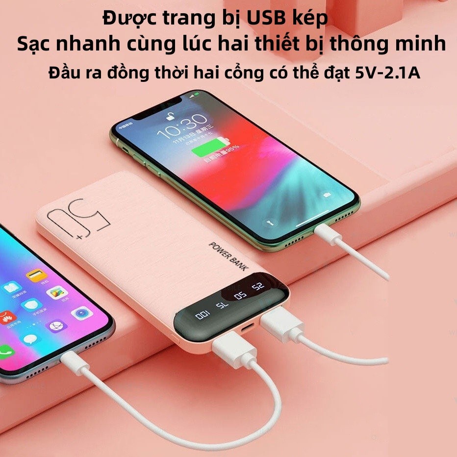 Sạc dự phòng tích hợp màn hình Led Dung Lượng 10000MAH-WK-161