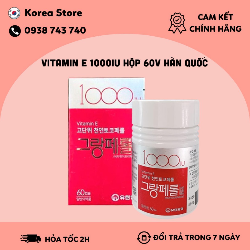 Viên uống Vitamin E 1000IU Hàn Quốc hộp 60 viên