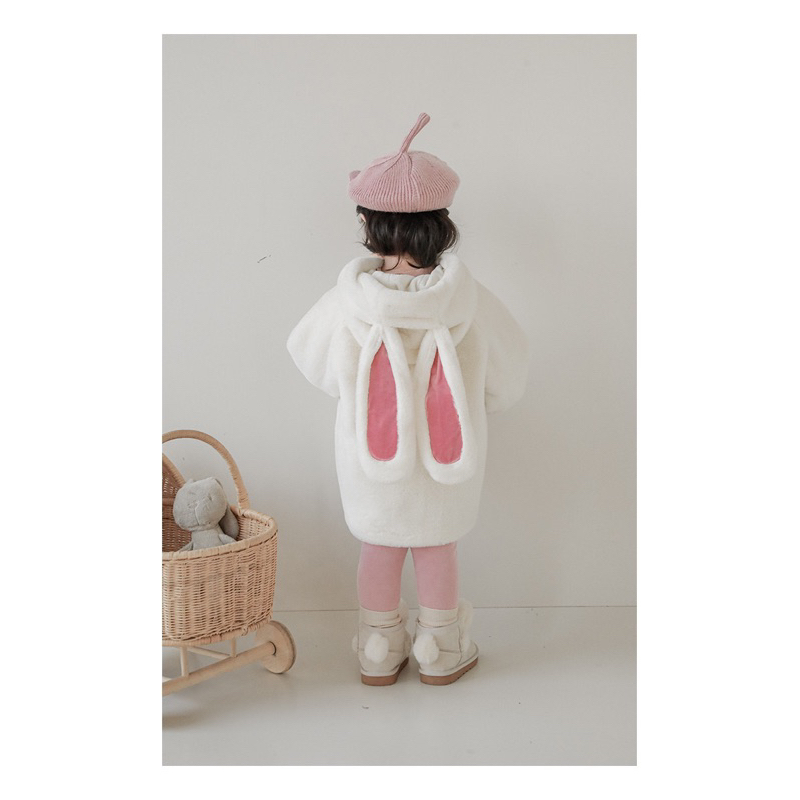 Áo khoác lông tai thỏ Hàng hãng nội địa siêu mềm ấm xinh xắn cho bé gái từ 9-24kg