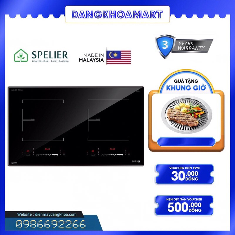 Bếp từ đôi Spelier SPM-T86K Plus ( tặng silicon)