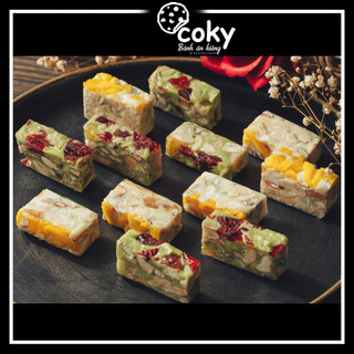 Kẹo hạnh phúc Nougat hạt Macca kẹo dẻo trái cây sấy Coky