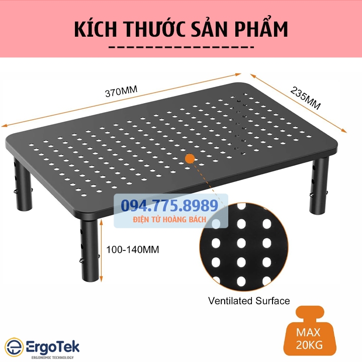 Kệ Để Máy Tính Laptop - Màn Hình - Máy In Trên Bàn Làm Việc ErgoTek EP42 - EP44 - Giá Đặt Loa Bluetooth / Tài Liệu