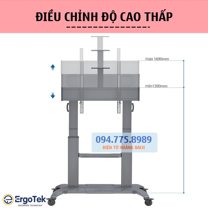 Giá Treo Tivi Di Động NB CF100 75 - 110 Inch - Khung Cột Kệ Treo Màn Hình Tương Tác Cỡ Lớn