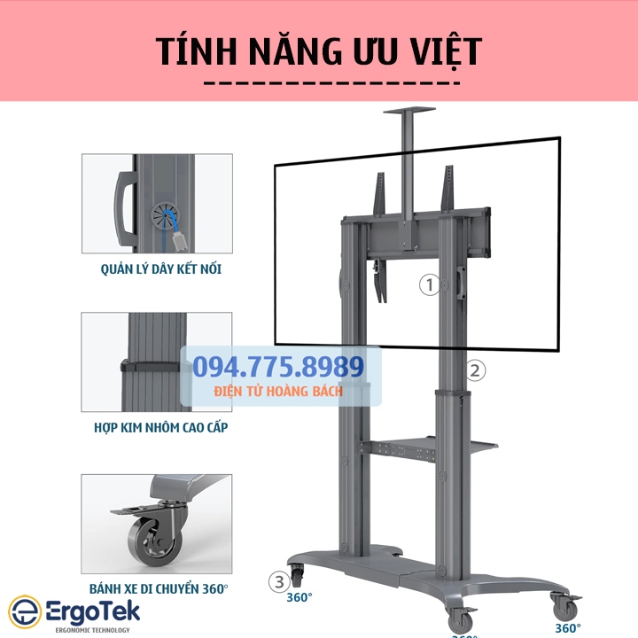 Giá Treo Tivi Di Động NB CF100 75 - 110 Inch - Khung Cột Kệ Treo Màn Hình Tương Tác Cỡ Lớn