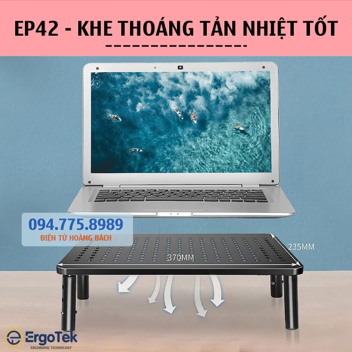 Kệ Để Máy Tính Laptop - Màn Hình - Máy In Trên Bàn Làm Việc ErgoTek EP42 - EP44 - Giá Đặt Loa Bluetooth / Tài Liệu