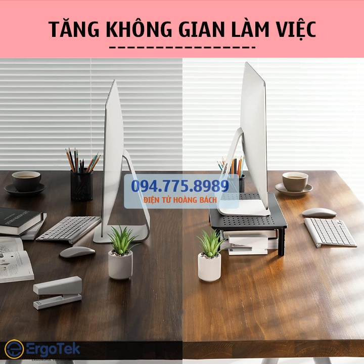 Kệ Để Máy Tính Laptop - Màn Hình - Máy In Trên Bàn Làm Việc ErgoTek EP42 - EP44 - Giá Đặt Loa Bluetooth / Tài Liệu