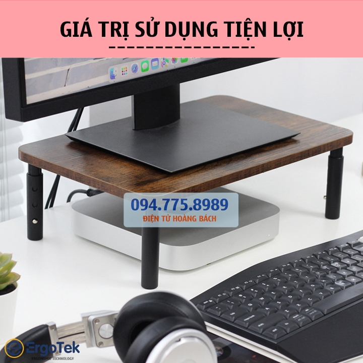 Kệ Để Máy Tính Laptop - Màn Hình - Máy In Trên Bàn Làm Việc ErgoTek EP42 - EP44 - Giá Đặt Loa Bluetooth / Tài Liệu