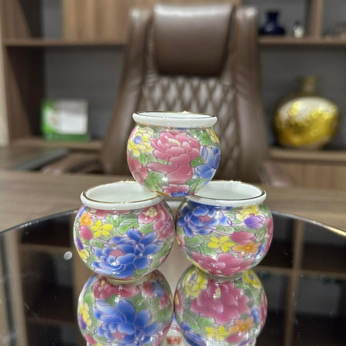 Cóng sứ chào mào hàng Bát Tràng mẫu bách hoa VIP gắn sẵn tai nan thưa , tai nan xít