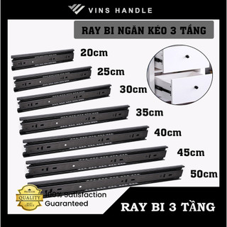 Ray bi 3 tầng - ray trượt hộc tủ kéo bản 42mm kích thước 25cm - 50cm