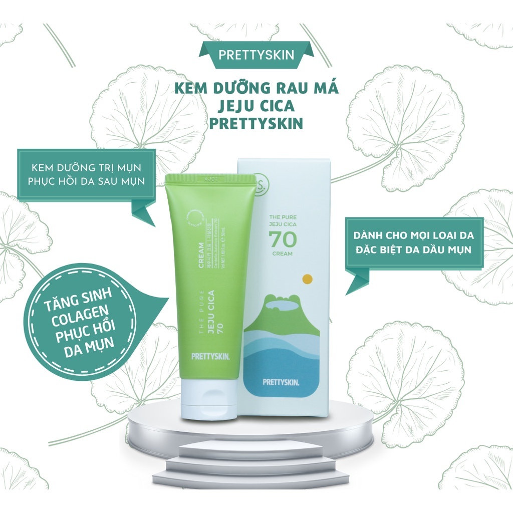 Kem Dưỡng Prettyskin Phục Hồi Dưỡng Trắng Hydra B5 Derna Repair Cream , Rau Má The Pure Jeju Cica