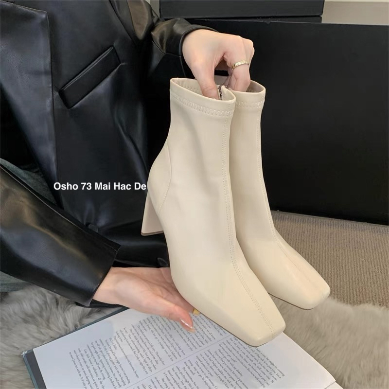 Boots mũi vuông OSHO, chất da mềm cao cấp, êm chân