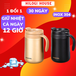 Ly giữ nhiệt 500ml HiLOGI cốc giữ nhiệt inox 304, có tay cầm và nắp đậy giữ nhiệt, giữ nóng 6h , giữ lạnh 12h