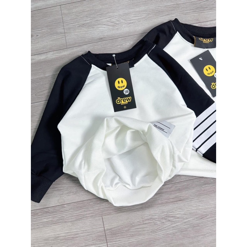 Bộ ni trắng phối den dài tay cho bé trai