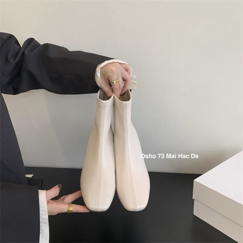 Boots gót dẹt OSHO, chất da mềm cao cấp, êm chân