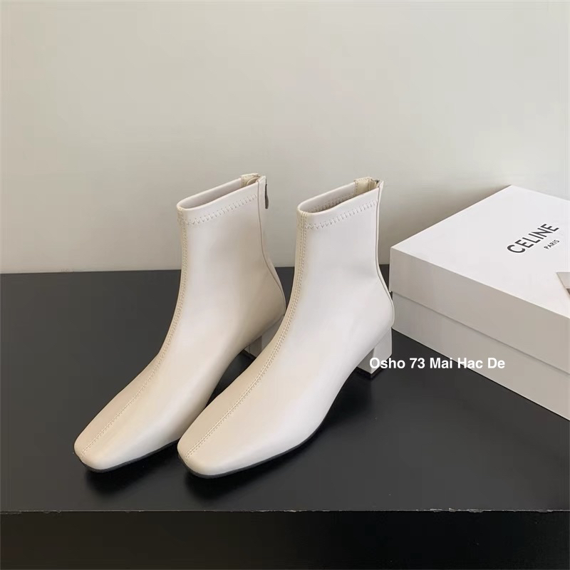 Boots gót dẹt OSHO, chất da mềm cao cấp, êm chân