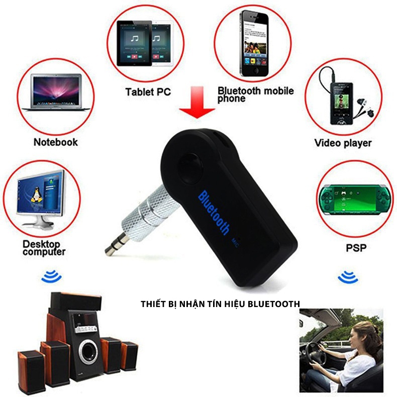 Thiết Bị Thu Âm Thanh Bluetooth Không Dây AUX Jack 3.5mm Dùng Để Phát Nhạc Trên Xe Hơi / Ô Tô / Loa
