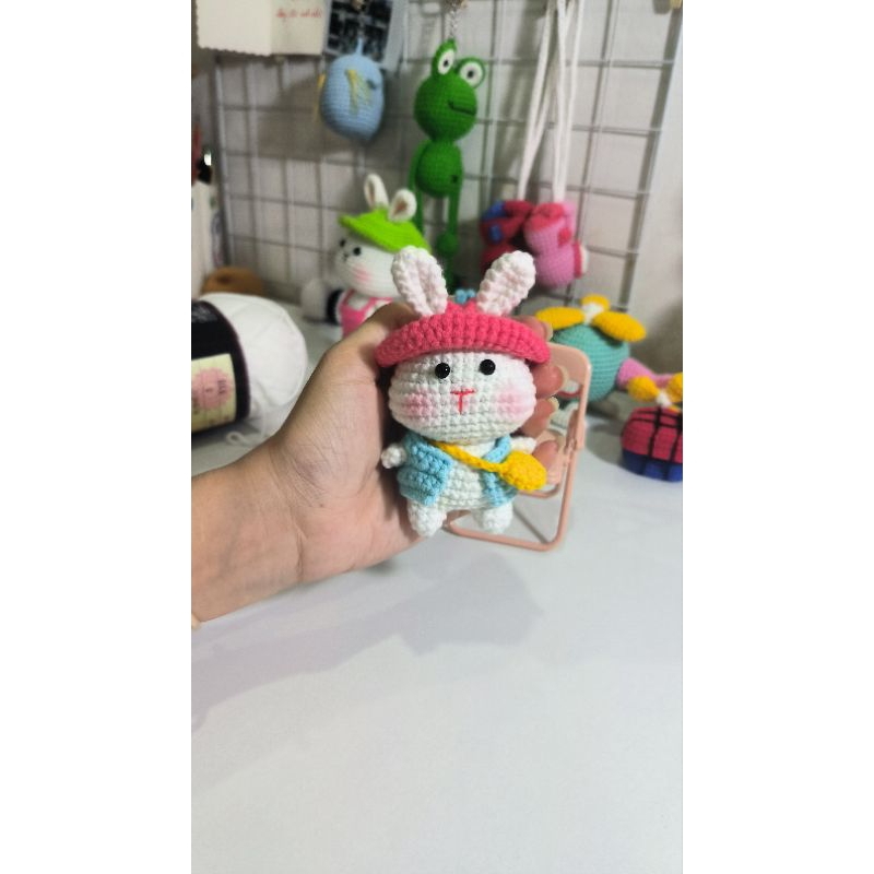 Móc khoá bé thỏ mini bằng len handmade
