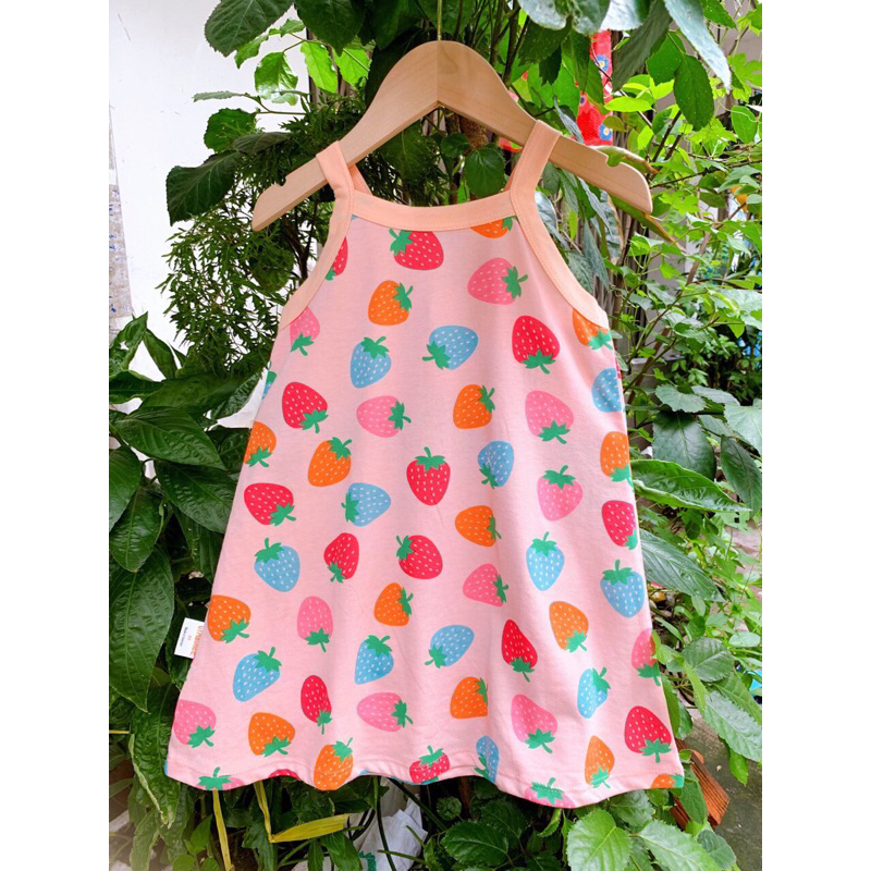 Đầm cotton 2 dây cho bé gái 10-30kg