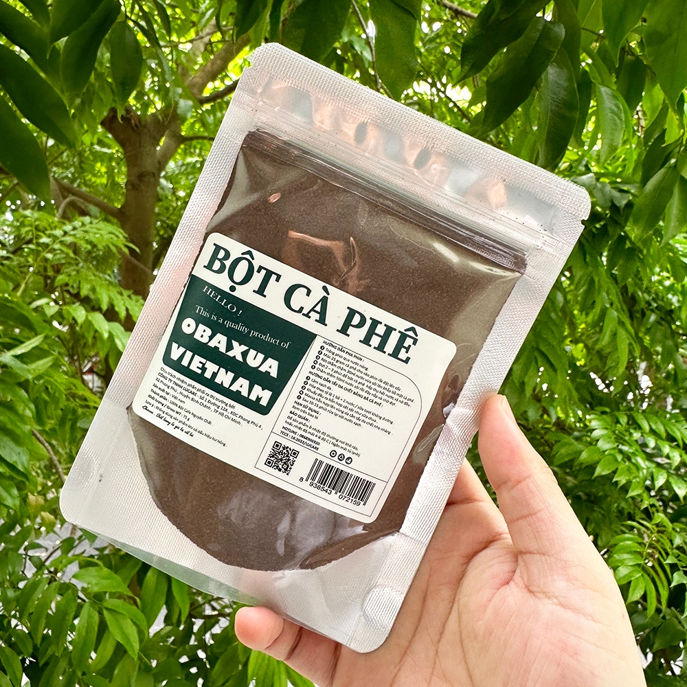 Bột Cà Phê OBAXUA, Bột Cafe Nguyên Chất Đắp Mặt, Body, Tẩy Da Chết 100% Organic Túi 75g, Vancy