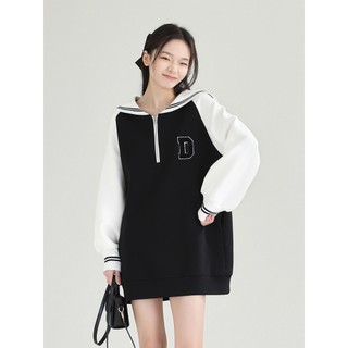 [Order theo yêu cầu] Váy polo dáng suông bo tay in hình "DESSUU" đầm nữ Áo hoodie DESSUU form dài giấu quần(DESSUU)