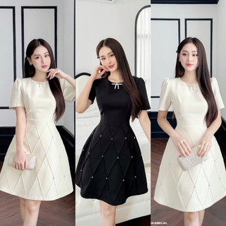 Đầm xoè a đính hạt kèm tag đá (2 lớp)- hàng thiết kế