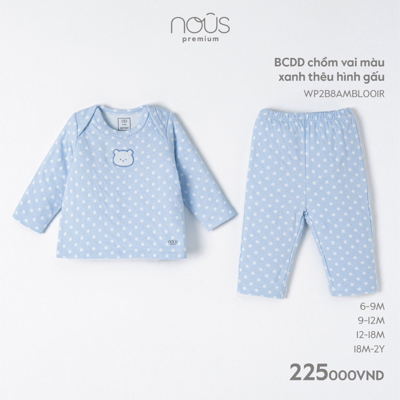 Nous - BCDD chồm vai màu thêu hình gấu