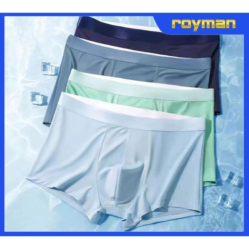 Quần Boxer Nam Lụa Băng Đế Đúc Nhập Khẩu, Quần Sịp Đùi Nam Mềm Mát Mặc Thoải Mái SL02 - ROYMAN