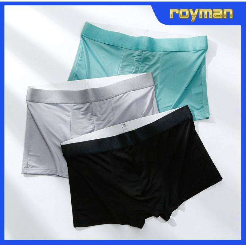 Quần Boxer Nam Lụa Băng Đế Đúc Nhập Khẩu, Quần Sịp Đùi Nam Mềm Mát Mặc Thoải Mái SL02 - ROYMAN