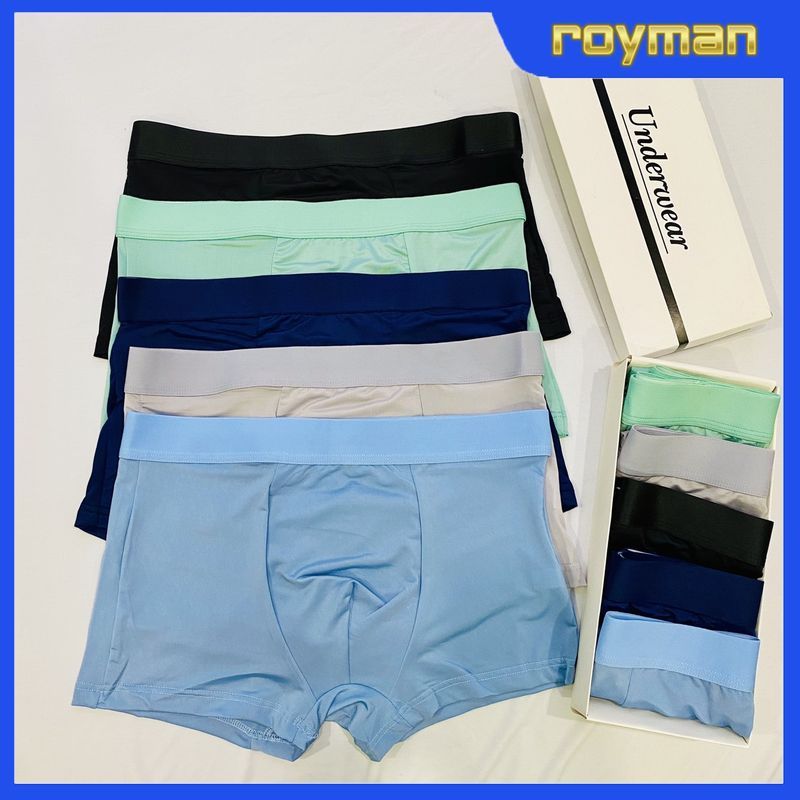 Quần Boxer Nam Lụa Băng Đế Đúc Nhập Khẩu, Quần Sịp Đùi Nam Mềm Mát Mặc Thoải Mái SL02 - ROYMAN