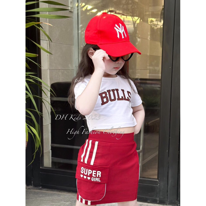 Set chân váy kaki mềm áo thun cotton cup bé gái siêu đẹp hàng bán shop