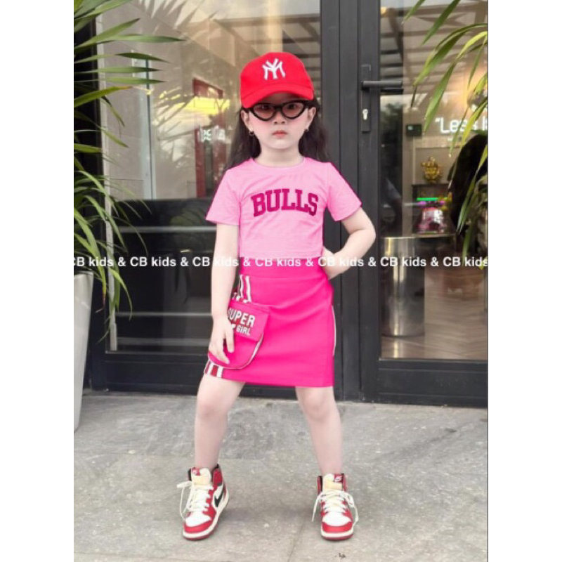 Set chân váy kaki mềm áo thun cotton cup bé gái siêu đẹp hàng bán shop