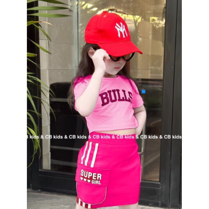 Set chân váy kaki mềm áo thun cotton cup bé gái siêu đẹp hàng bán shop