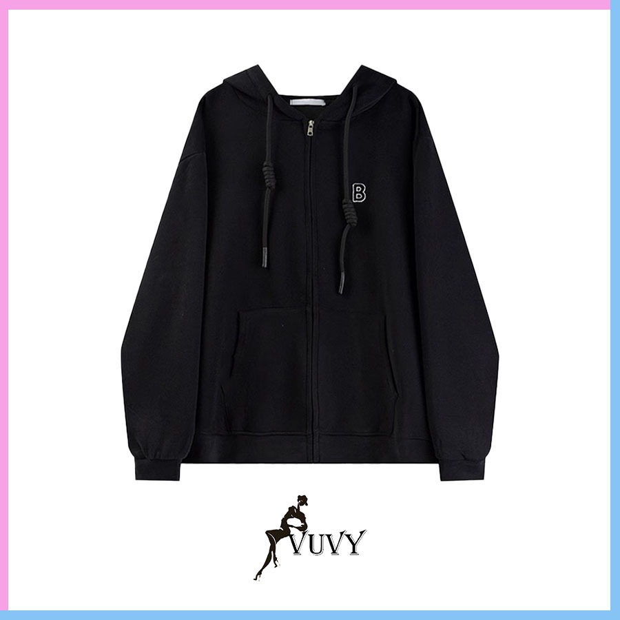 Áo khoác nữ form rộng có mũ VUVY, áo hoodie nữ chất nỉ khoác ngoài AK24