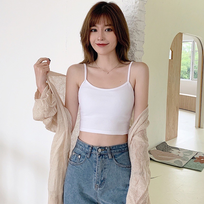 Áo 2 dây - Áo hai dây nữ ngắn thun gân sexy đơn giản co giãn tốt