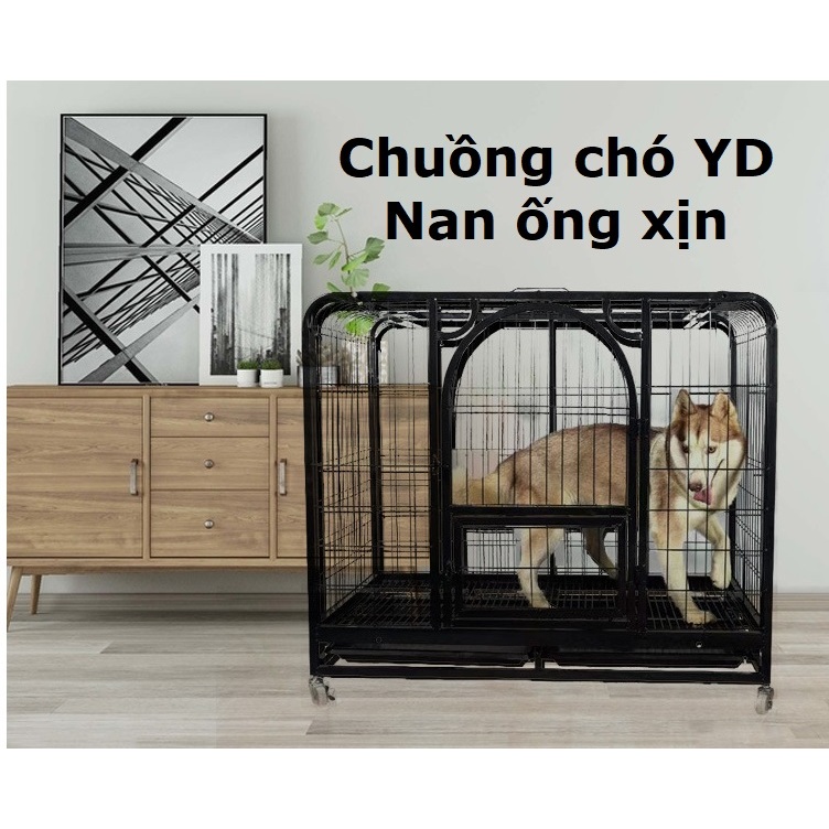 Chuồng chó nan ống YD có bánh xe YD60 Chuồng lồng chó mèo lớn đến 18kg