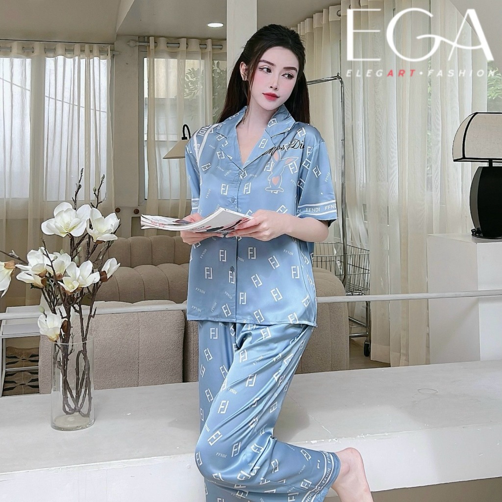 Bộ pijama áo cộc quần dài hoạ tiết nhiều màu chất lụa cao cấp Xumaki Store