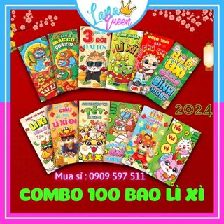 Combo 100 Bao Lì Xì Đỏ Lixi Tết 2024 Con Rồng Giáp Thìn Truyền Thống Đẹp - Lana Queen