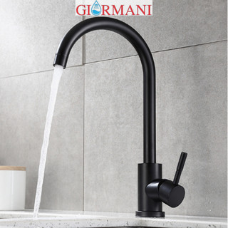 Vòi rửa bát, rửa chén nóng lạnh inox 304 GIORMANI cao cấp màu đen VRB23 - tặng đôi dây cấp nước inox