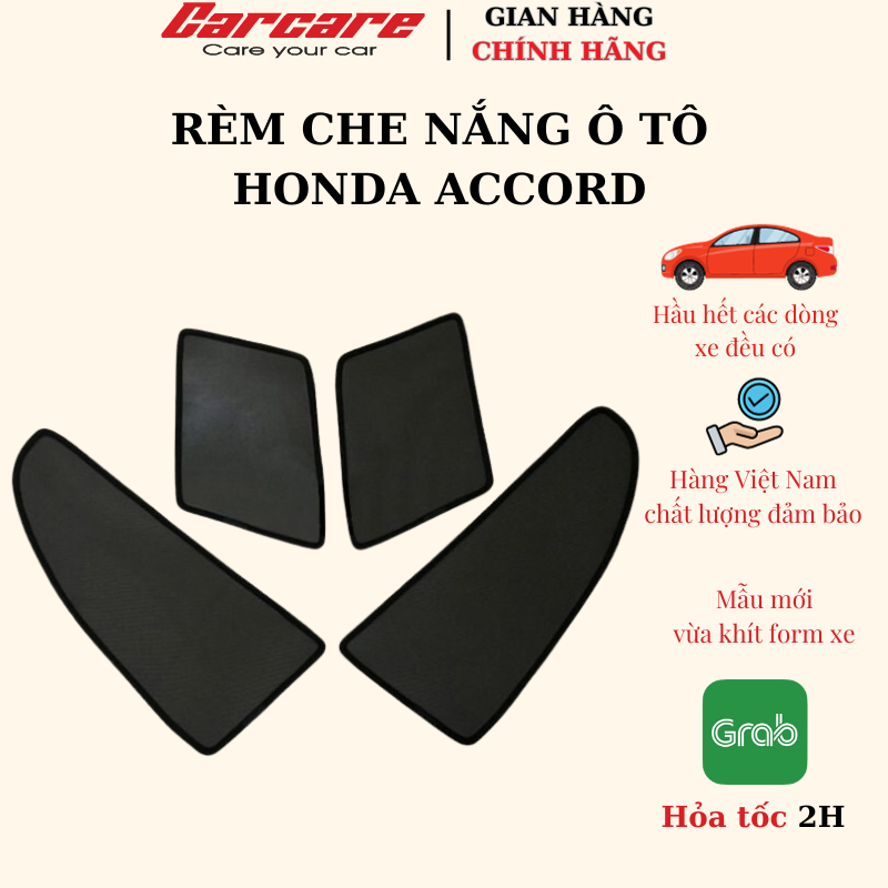 Rèm che nắng theo xe Honda Accord 2008-2013, 2014-2019- Bộ 4 tấm dính nam châm