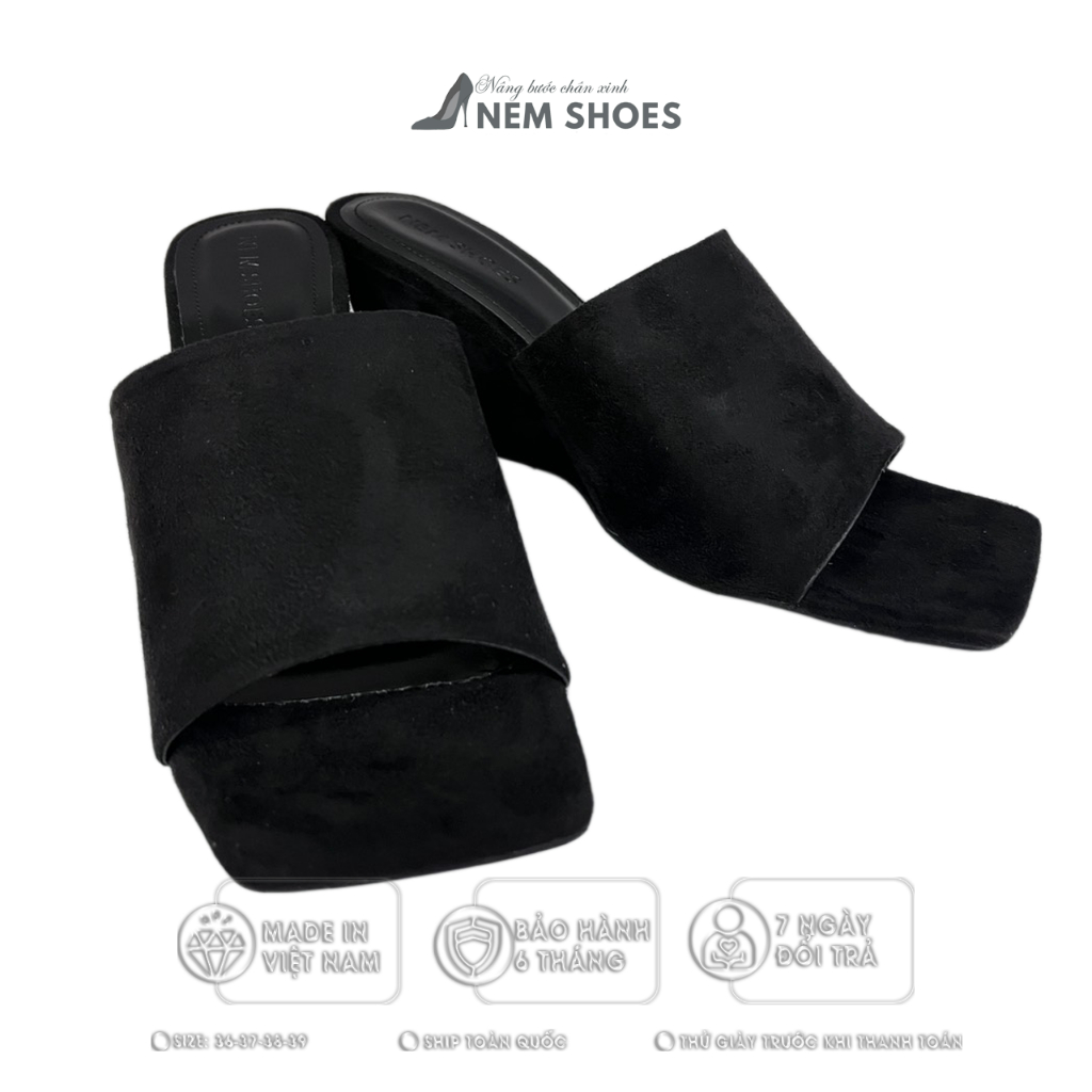 Dép Cao Gót, Guốc Nỉ Đế Xuồng 7cm Có Lót Êm Chân Dễ Đi | Mã Nem 3723 - Bảo Hành 6 Tháng