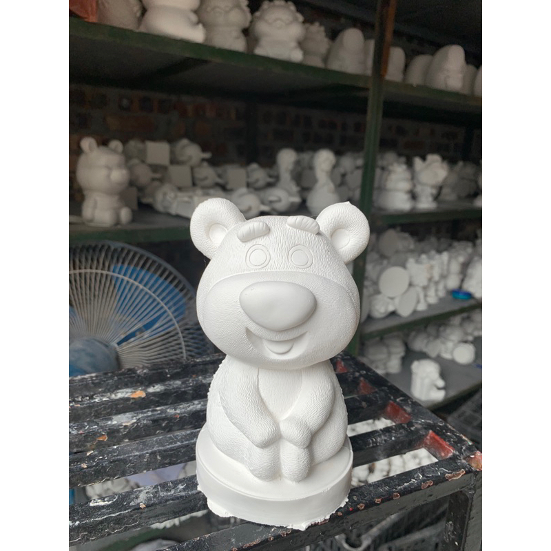 TƯỢNG THẠCH CAO TÔ MÀU GẤU DÂU ĐÁNG YÊU CHO BÉ Tặng kèm cọ và màu