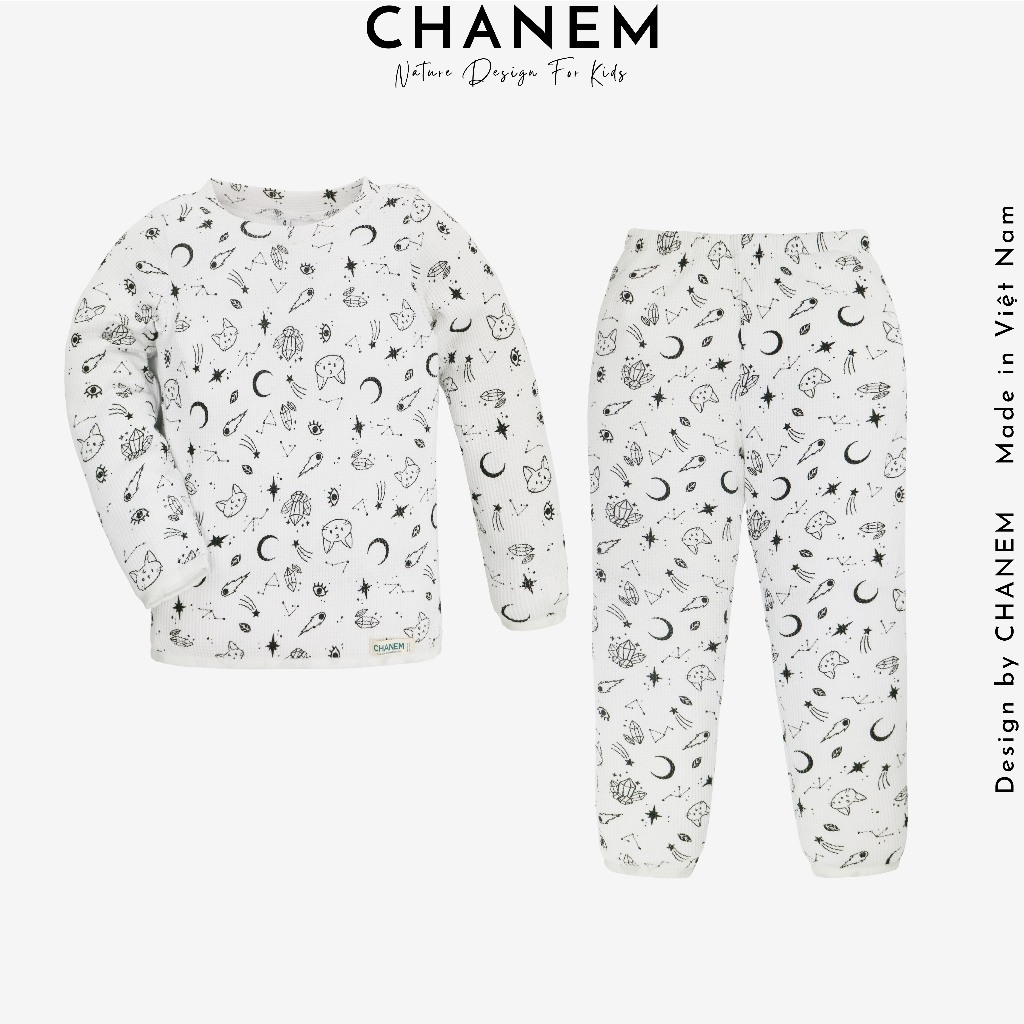 Bộ đồ giữ nhiệt mặc nhà, đồ ngủ MOONKY CHANEM chất liệu cotton co dãn, hoạ tiết vẽ hoạt hình dễ thương cho bé yêu