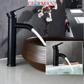 Vòi lavabo chậu rửa mặt GIORMANI nóng lạnh cao cấp màu đen SNL39 tăng dây cấp nước inox