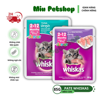 Pate whiskas junior cho mèo con Túi 80g Pate dinh dưỡng dành cho mèo con thương hiệu whiskas.