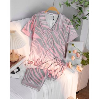 Bộ đồ pijama vadesi quần lửng áo cộc chất liệu lụa latin luxury mềm mại thoáng mát