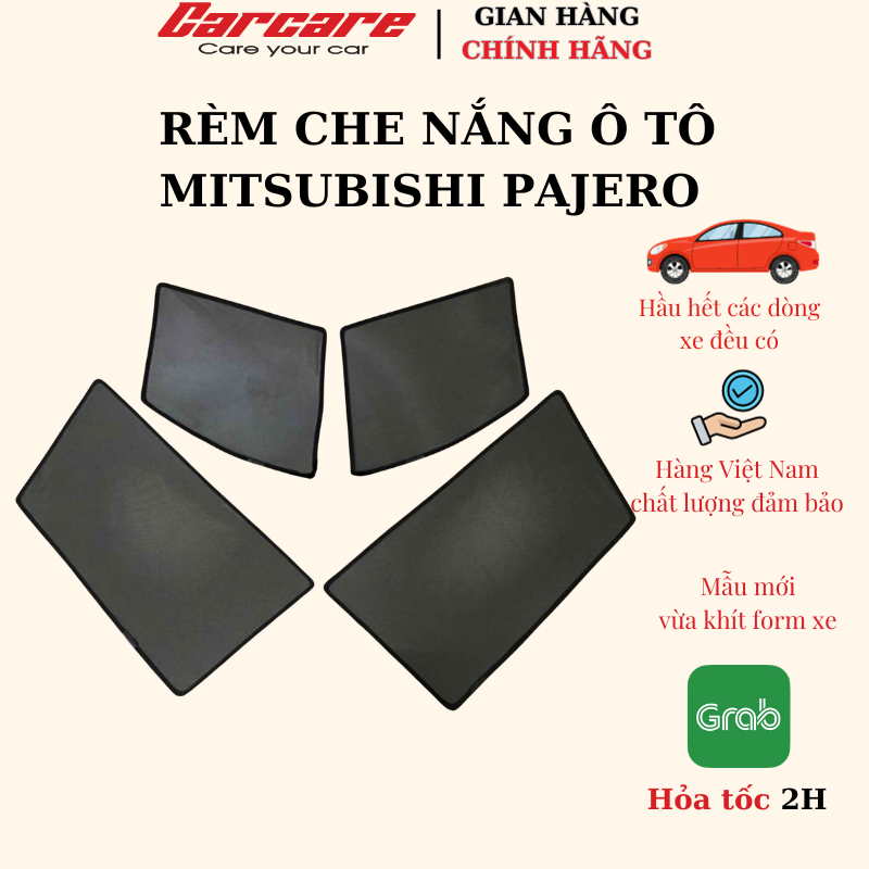 Rèm che nắng ô tô Mitsubishi Pajero 2007-2016, Sport 2010-2016, Sport 2017-2025 bộ 4 tấm che nắng ô 