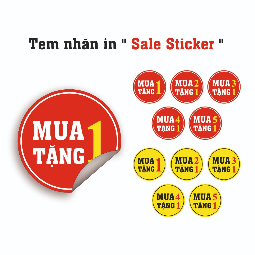 Mua1Tang1 Sticker label_Tem nhãn in Sale sticker_100pcs