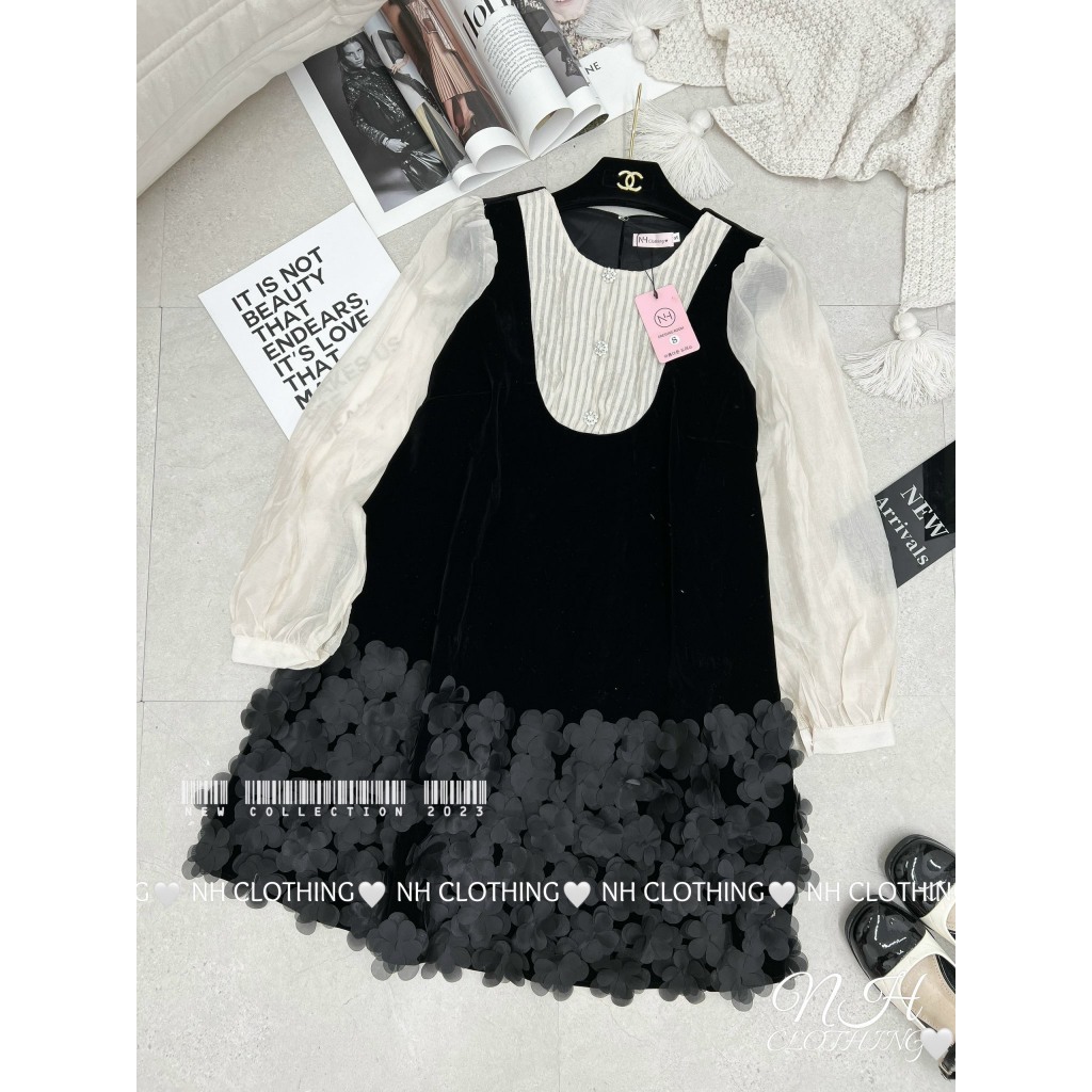 Váy chân đính hoa sm chuẩn l1
