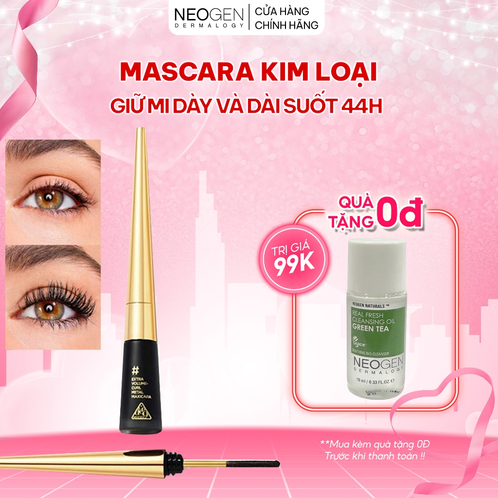 [02/2024] Mascara Kim Loại Giữ Mi Cong Và Dài Trong 33 Giờ Neogen Dermalogy Extra Volume Curl Metal Maxicara 01 Black 4m